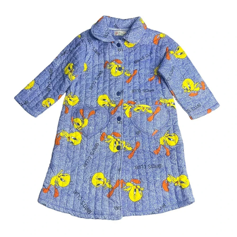 Fair lady Kids Size 6 Blue Looney Tunes Tweety Bird Long‎ Sleeve Button Up Coat